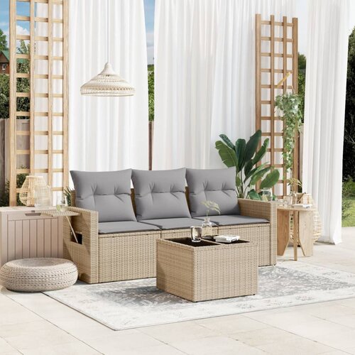 vidaXL 4-dijelni set vrtnih sofa s jastucima bež od poliratana Cijene