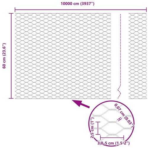 VidaXL Heksagonalna Ograda Zelena Metal 10000 x 0.07 x 60 cm Čvrsta Slike
