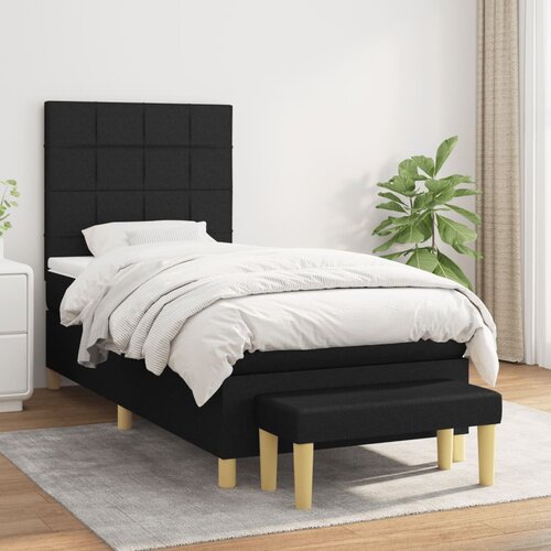 Box spring krevet s madracem crni 80 x 200 cm od tkanine Slike