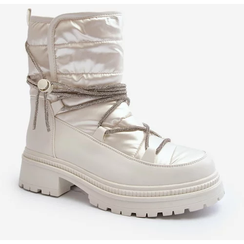 Kesi Women's snow boots with decorative lacing, white Rilana