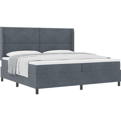 vidaXL Box Spring Krevet s Madracem Tamno Siva 200x200 cm Baršun Cijene