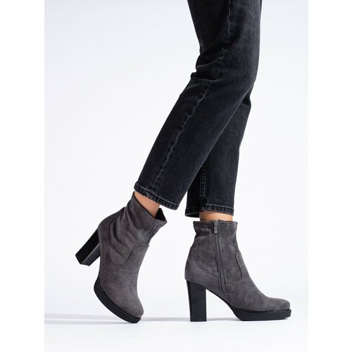 DASZYŃSKI Suede grey ankle boots with a high heel Daszyński Slike