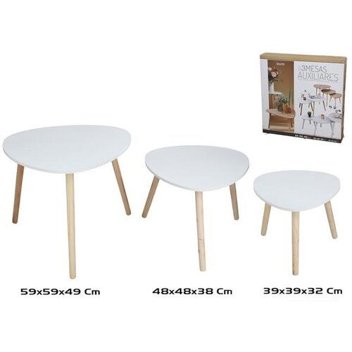  SET OD 3 POMOĆNA STOLIĆA OD MDF-A, 59X59X49 CM, BIJELI BOR Slike