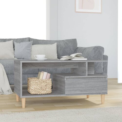 VidaXL Klubska mizica siva sonoma 90x49x45 cm inženirski les Slike