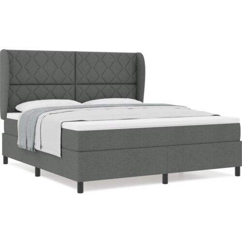 Box Spring Krevet s Madracem u Tamno Sivoj 180x200 cm Tkanina Slike