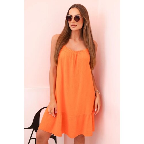 Kesi Włoski Women's muslin dress with straps and frill oranges Cijene