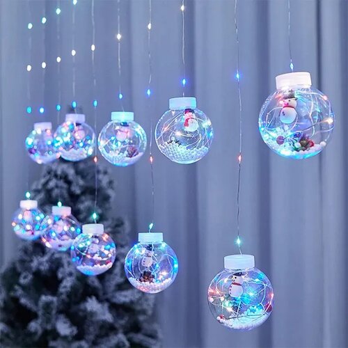  novogodišnje kugle sa šarenim sijalicama i ukrasom sneška belića Cene