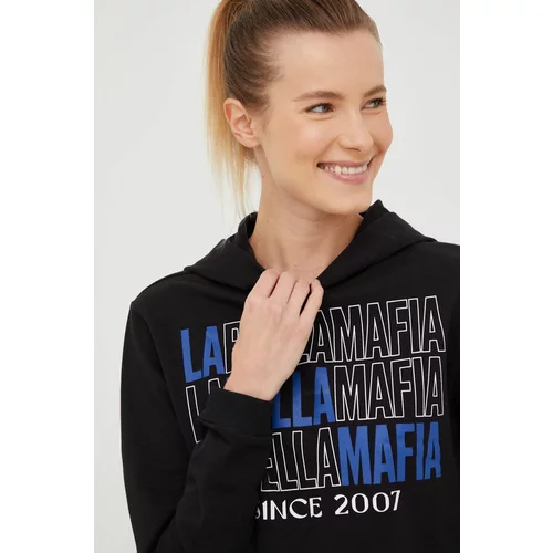 LaBellaMafia Bluza ženska, črna barva, s kapuco