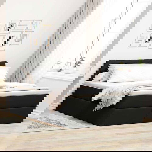  Krevet S LED lampica s uzglavljem Crna 120 x 200 cm tkanina Cijene