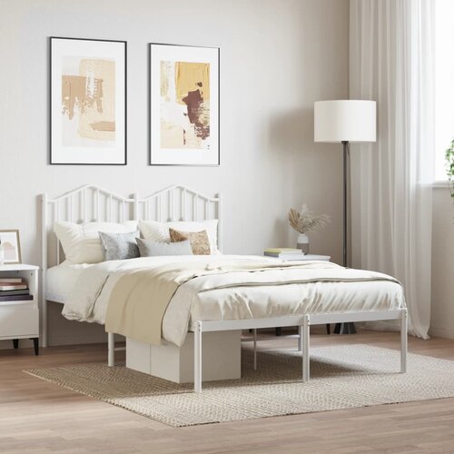 VidaXL Metalni okvir za krevet s uzglavljem bijeli 120x200 cm Slike