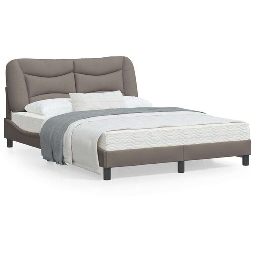  Posteljni okvir z LED lučkami taupe 140x200 cm tkanina Slike