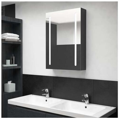  LED kopalni&scaron;ka omarica z ogledalom sijoče črna 50x13x70 cm Cene