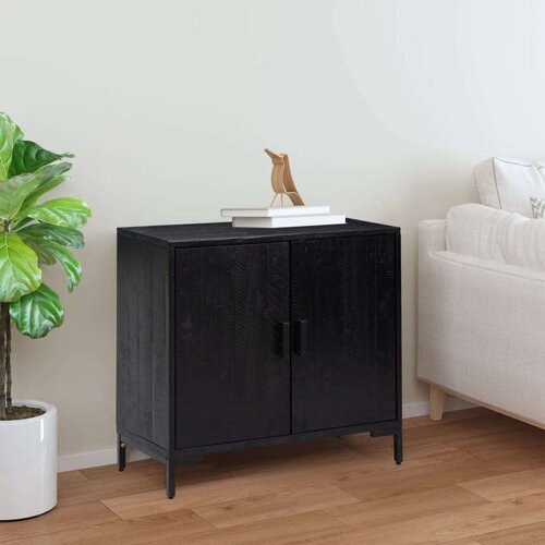 vidaXL Komoda črna 75x35x70 cm trdna reciklirana borovina Cene