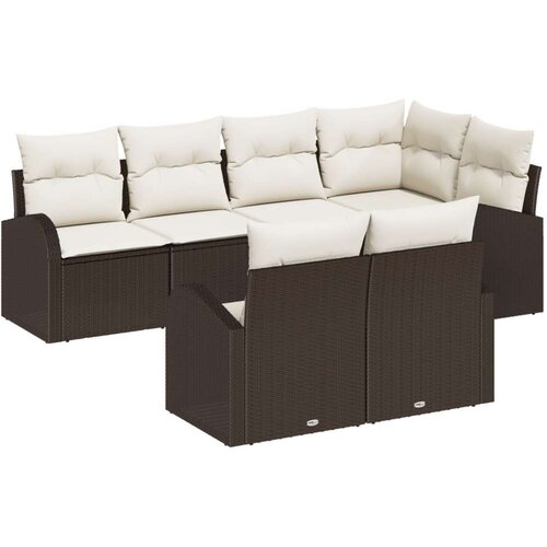  Set od 7 dijelova vrtnih kauča s jastucima smeđi poli ratan dvosed vrtni kauč s pohranjivanjem i jastucima smeđi poli ratan Slike