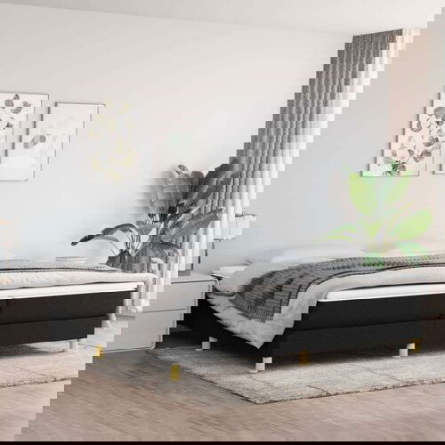  Box spring postelja z vzmetnico črn 200x200 cm blago, (20726466) Slike