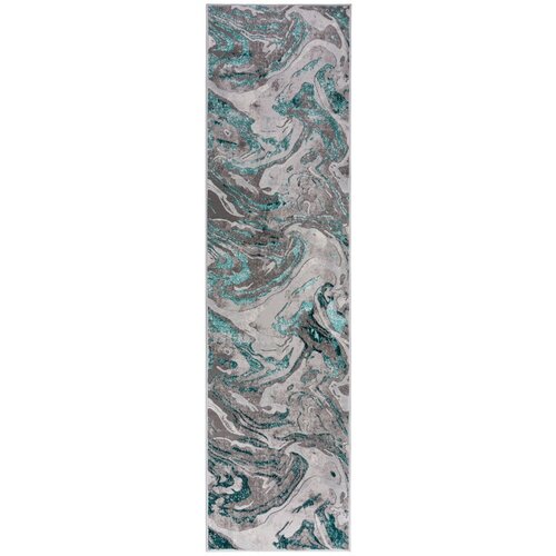 Flair Rugs Sivo-modra tekalna plast Marmored, 80 x 300 cm Cene