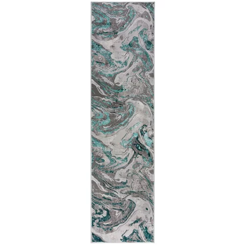 Flair Rugs Sivo-modra tekalna plast Marmored, 80 x 300 cm