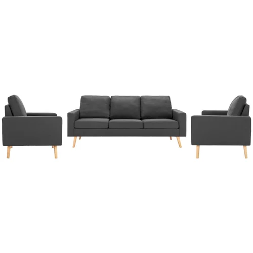  3-dijelni set sofa od tkanine tamnosivi