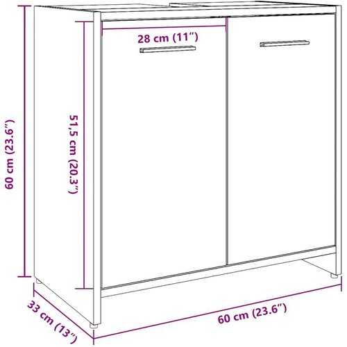 vidaXL Omarica za umivalnik artisan hrast 60x33x60 cm inž. les Cene