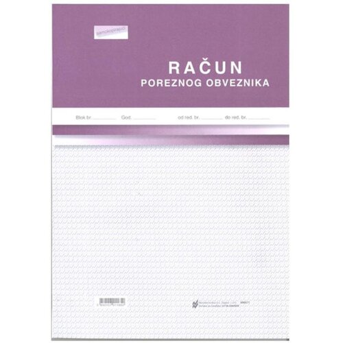 NARODNE NOVINE-UT IX-348/NCR RAČUN POREZNOG OBVEZNIKA (BEZGOTOVINSKI); Blok 3 x 25 listova, 21 x 29,7 cm Cijene