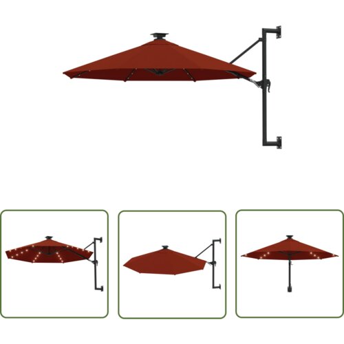 The Living Store Stenski senčnik z LED in kovinskim drogom 300 cm terakota - Senčnik, (21743461) Cene