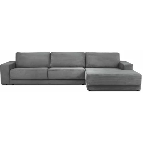 Milo Casa sofa na razvlačenje sive boje od samta Donatella, desni kut