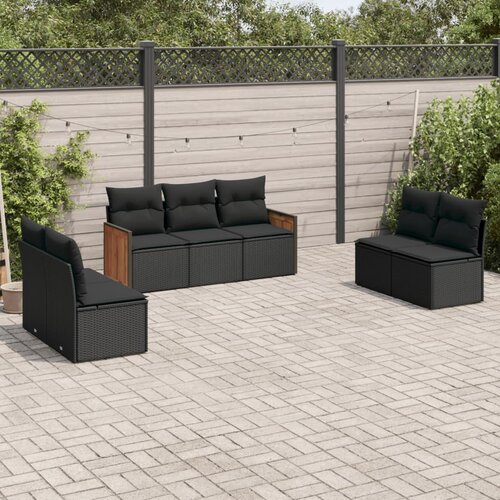 vidaXL 7-dijelni set vrtnih sofa od poliratana s jastucima crni Cijene