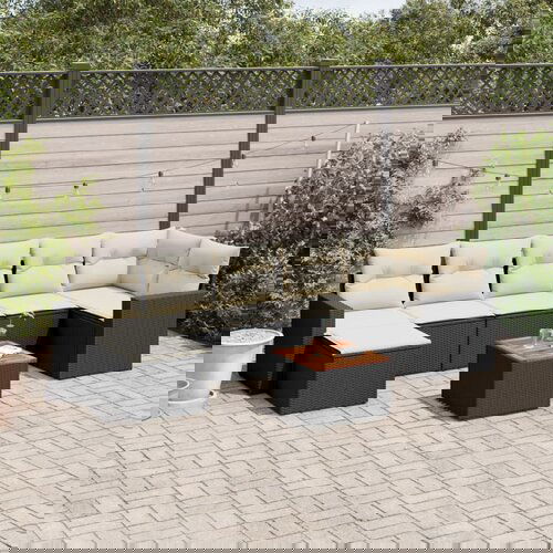  The Living Store Vrtna sedežna garnitura 8-delna z blazinami črn poli ratan - Vrtna Sedežna Garniture, (21449749) Cene