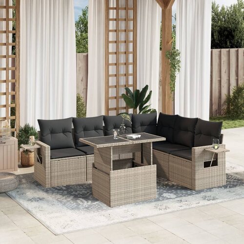 vidaXL 7-dijelni set vrtnih sofa svjetlosivi od poliratana Cijene
