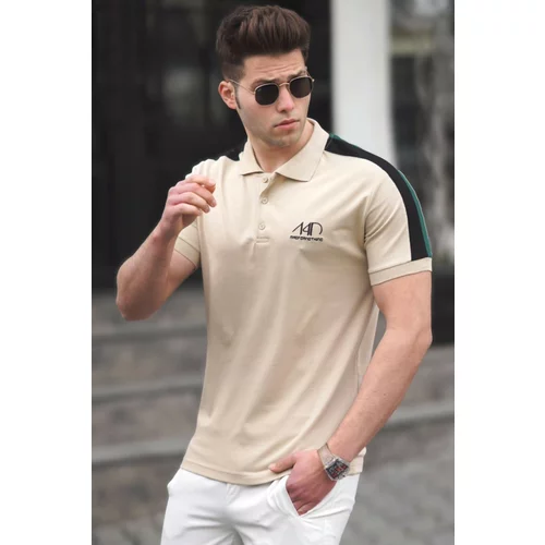 Madmext Beige Polo Collar Men's T-Shirt 5215