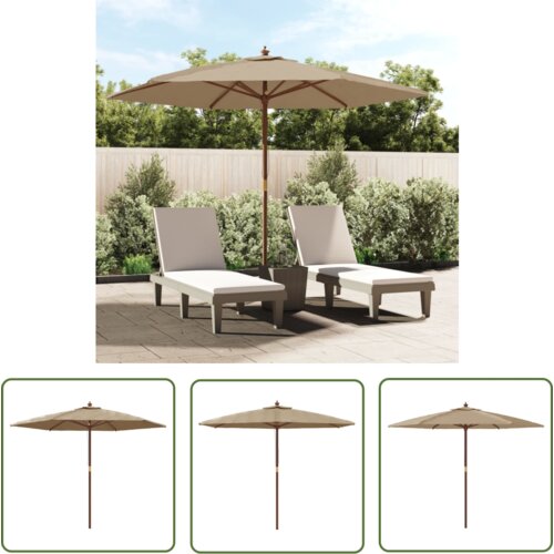  The Living Store Vrtni senčnik z lesenim drogom taupe 299x240 cm - Vrtni Senčnik, (21742974) Slike