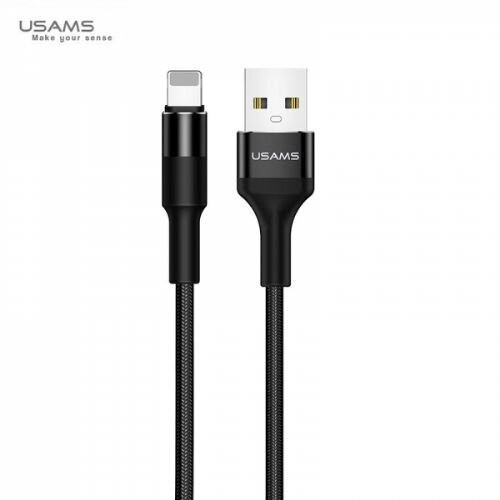 Usams podatkovni kabel SJ220 Lightning 2A dožina 1,2 m - pleten najlon črn Slike
