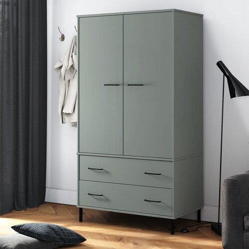 vidaXL Garderobna omara siva 90x55x172,5 cm trden les OSLO Cene