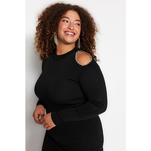 Trendyol Curve Black Shoulder Detailed Knitwear Blouse Slike