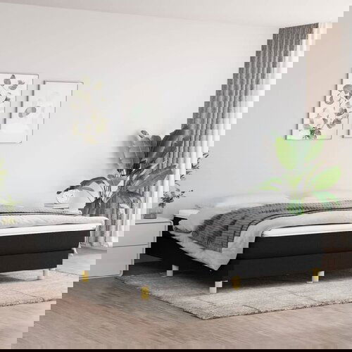 VidaXL Box spring postelja z vzmetnico črna 180x200 cm blago Slike