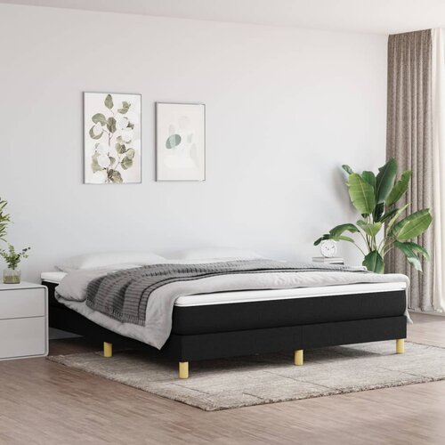 VidaXL Krevet s oprugama i madracem crni 180x200 cm od tkanine Slike