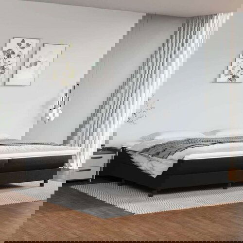  Box spring postelja z vzmetnico črna 200x200 cm umetno usnje, (20724004) Slike