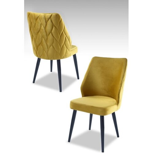 Hanah home set puf fotelja, 48x90x43 cm, 4 dijela, crna i žuta Cene
