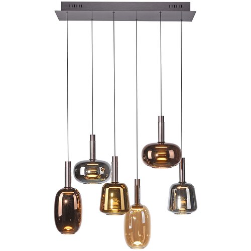 PAUL NEUHAUS Viseča svetilka črna z večbarvnim steklom, vključno z LED 6-Lights Easylift - Irides Cene