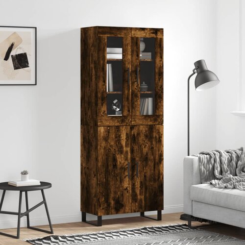 VidaXL Visoka komoda dimljeni hrast 69 5x34x180 cm konstruiranog drva Slike