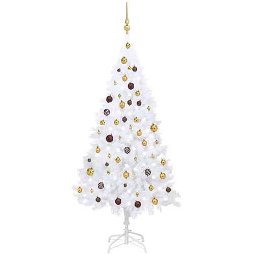 vidaXL umjetno božićno drvce LED s kuglicama bijelo 180 cm PVC