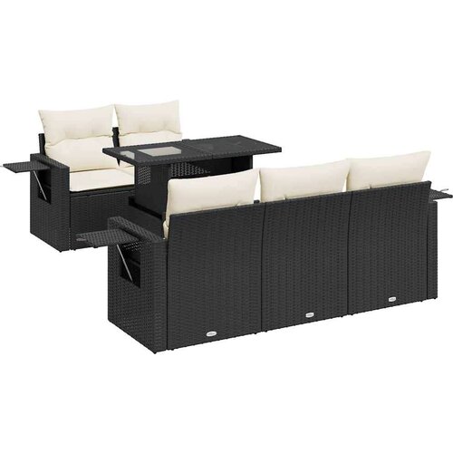 VidaXL 6-dijelni set vrtnih sofa s jastucima crni od poliratana Slike