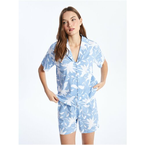 LC Waikiki Shirt Collar Patterned Short Sleeve Women's Shorts Pajamas Set Cene