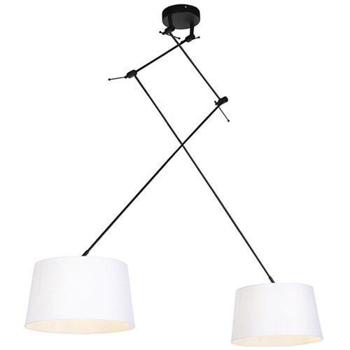 QAZQA Viseča svetilka s platnenimi odtenki bela 35 cm - Blitz II črna Cene