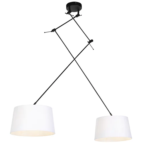 QAZQA Viseča svetilka s platnenimi odtenki bela 35 cm - Blitz II črna