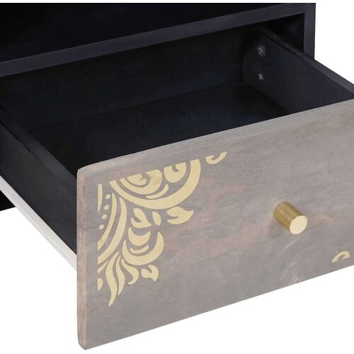  Kava Stol with Drawer Siva 80 x 54 x 40 cm masivno drvo manga Slike