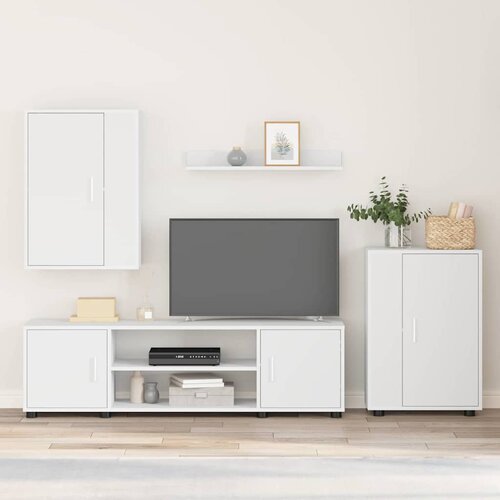 VidaXL Set TV ormarića od 4 dijela 4 pcs Bijela Konstruirano drvo Slike