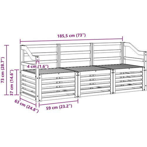  Setovi sofa 3 kom. Bijela Čvrsto drvo akacije 185.5 x 63 x 73 cm Slike