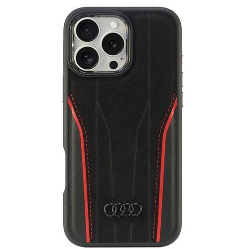 Audi PRAVO USNJE ZA MAGSAFE OVITEK ZA IPHONE 16 PRO MAX 6.9 ČRNO-RDEČ, (21972284) Cene