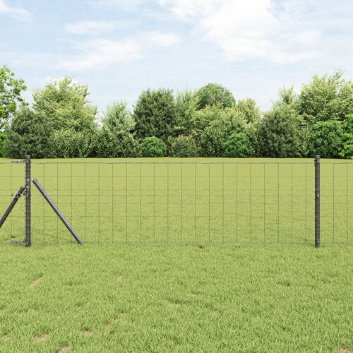 vidaXL evropska ograja z 13 stebri 0.6x50 m cinkana jeklena siva Cene